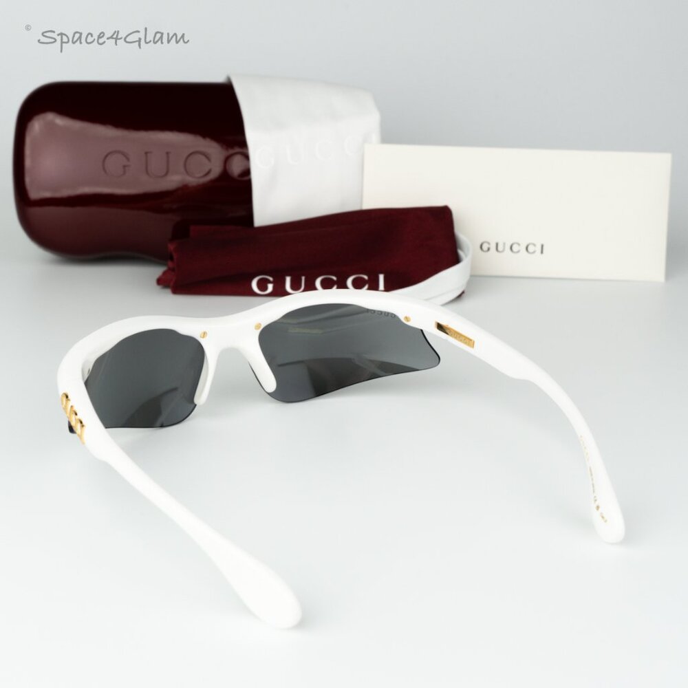 Gucci Men Sunglasses White Silver Mirror Mask GG1774S 002 BRAND NEW - Picture 1 of 12